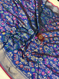 Deep Blue Meenakari Handloom Pure Katan Silk Saree - Aura Benaras