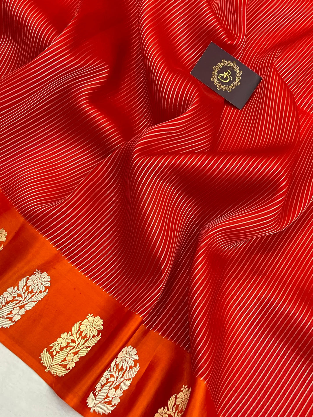 Orange Kora Silk Banarasi Saree with Mashru Border