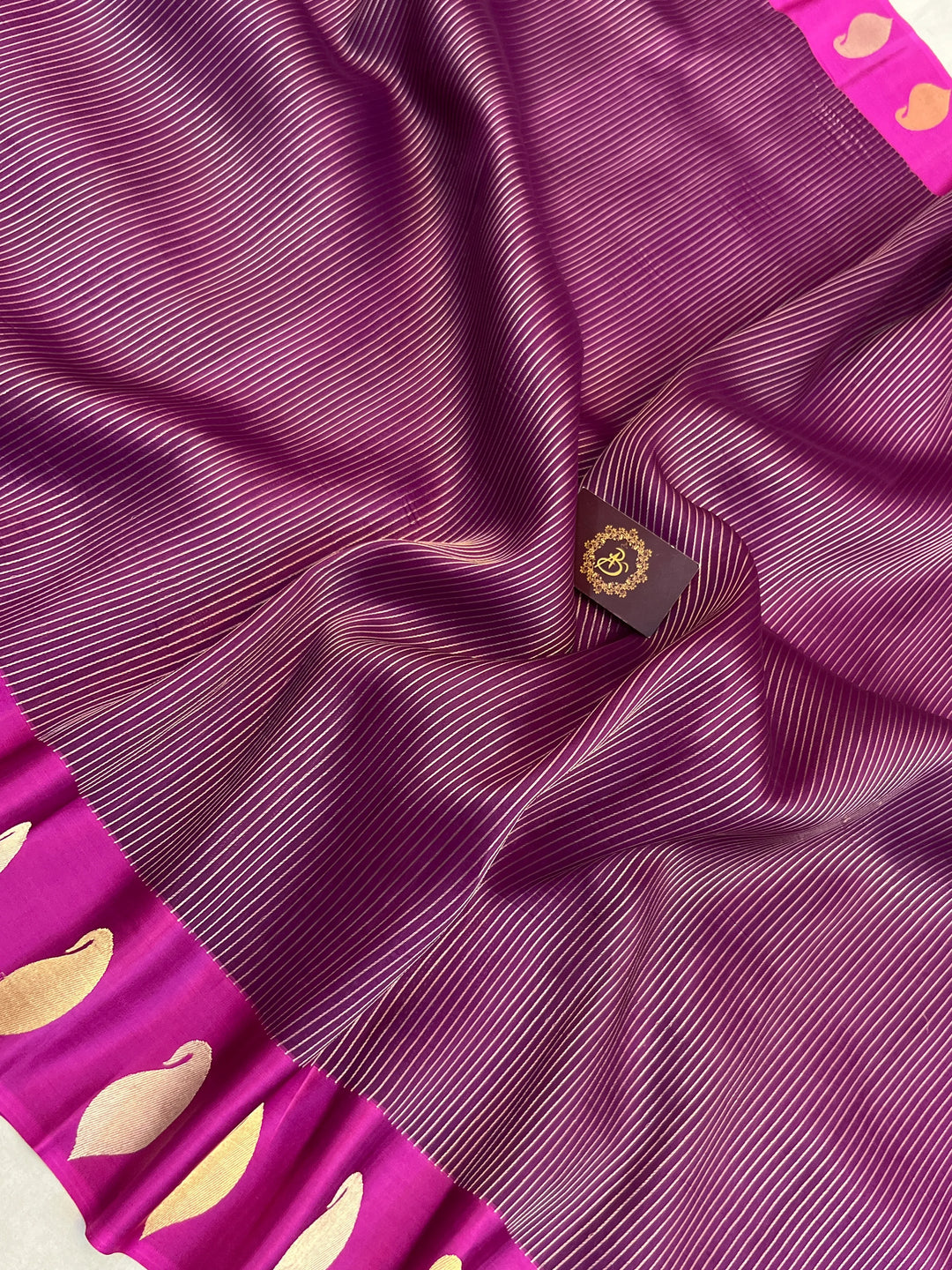 Magenta Purple Kora Silk Banarasi Saree with Mashru Border