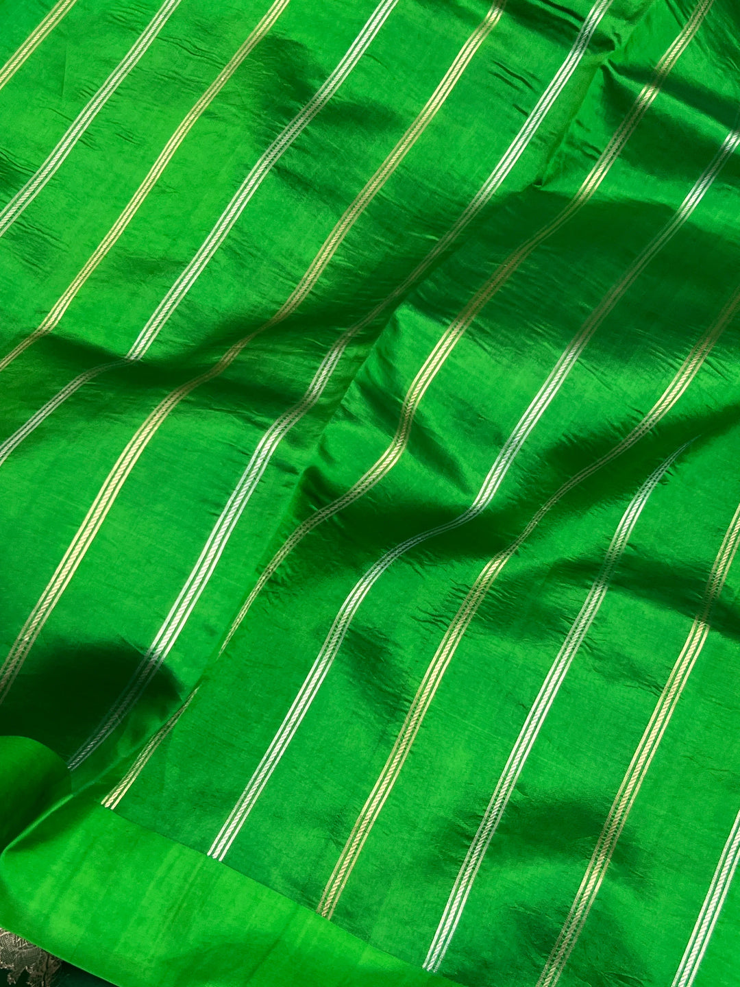 Green Kora Silk Banarasi Saree with Sona Rupa Butis 