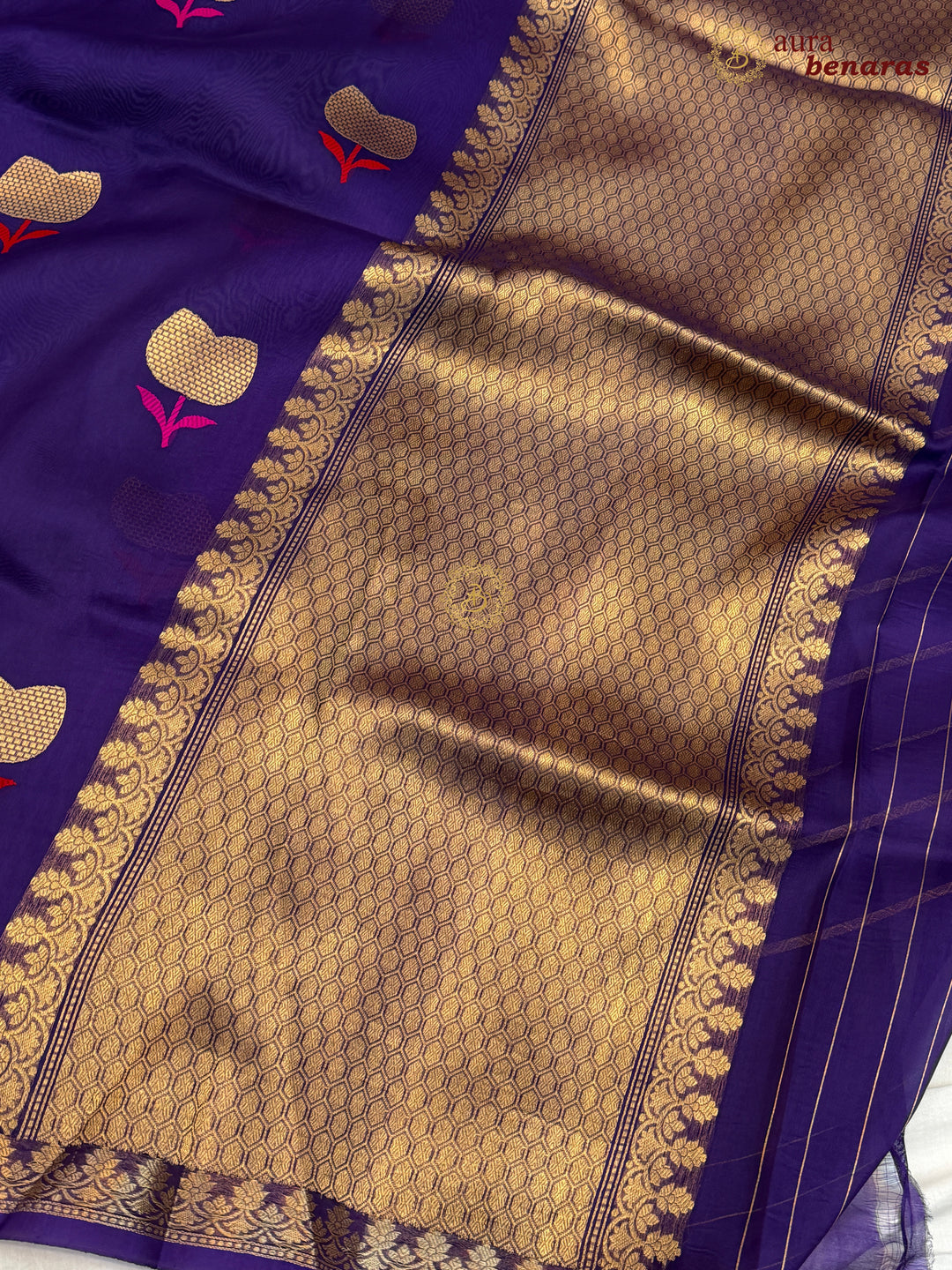 Purple Kora Silk Banarasi Saree with Kadhwa Zari 