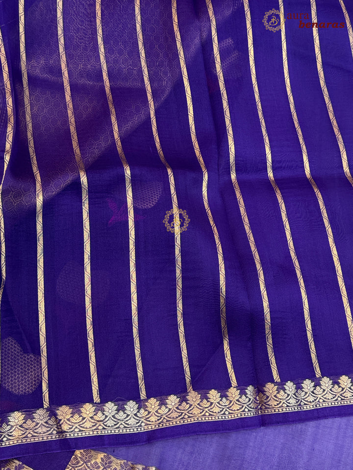 Purple Kora Silk Banarasi Saree with Kadhwa Zari 