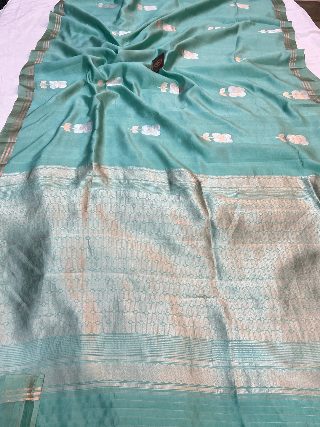 Sky Blue Pure Silk Handloom Banarasi Saree