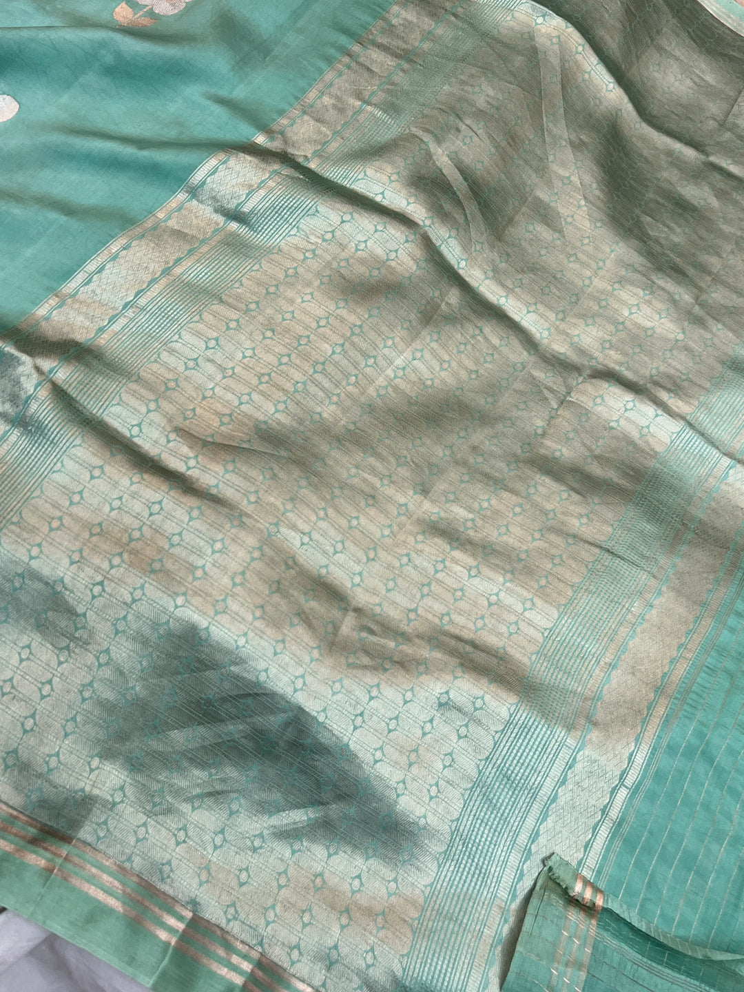 Sky Blue Pure Silk Handloom Banarasi Saree