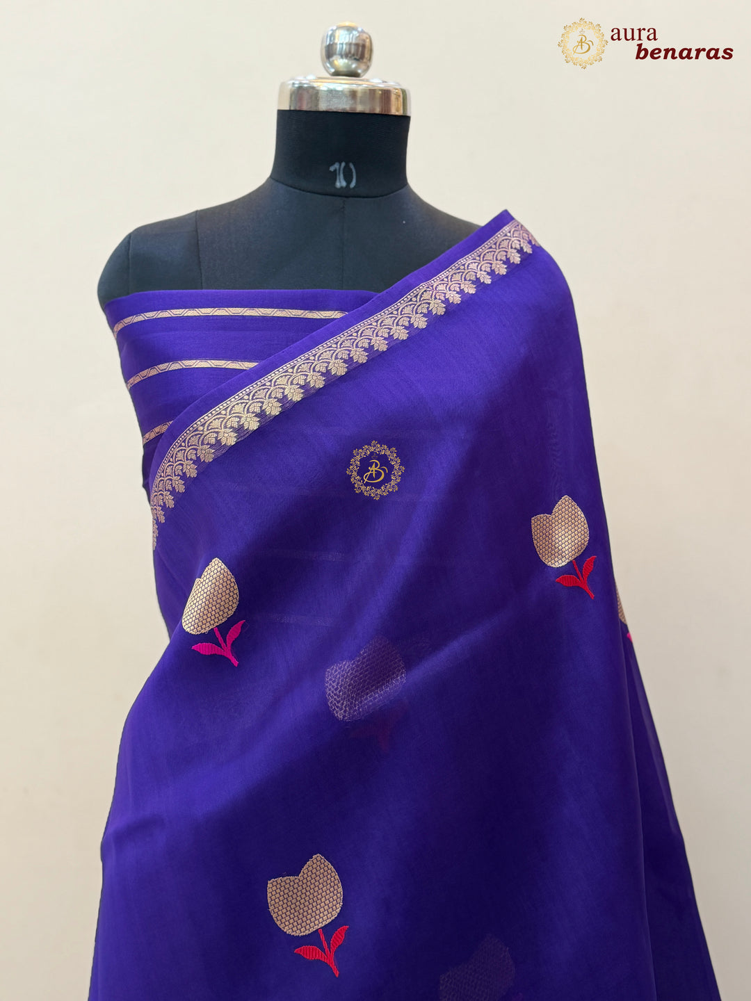 Purple Kora Silk Banarasi Saree with Kadhwa Zari 