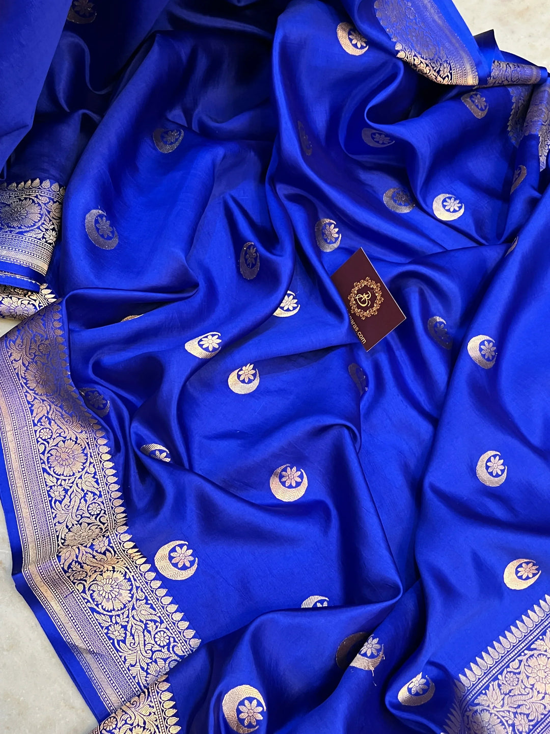 Royal Blue Pure Silk Banarasi Saree with Kadhwa Chand butis