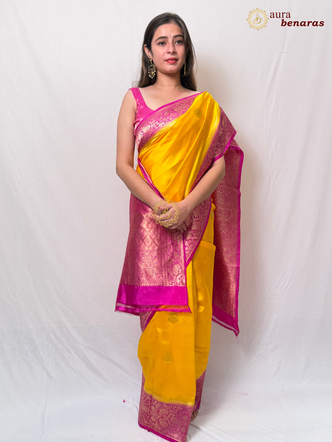 Yellow Banarasi Silk Saree | Kadhwa & Sona Rupa Border
