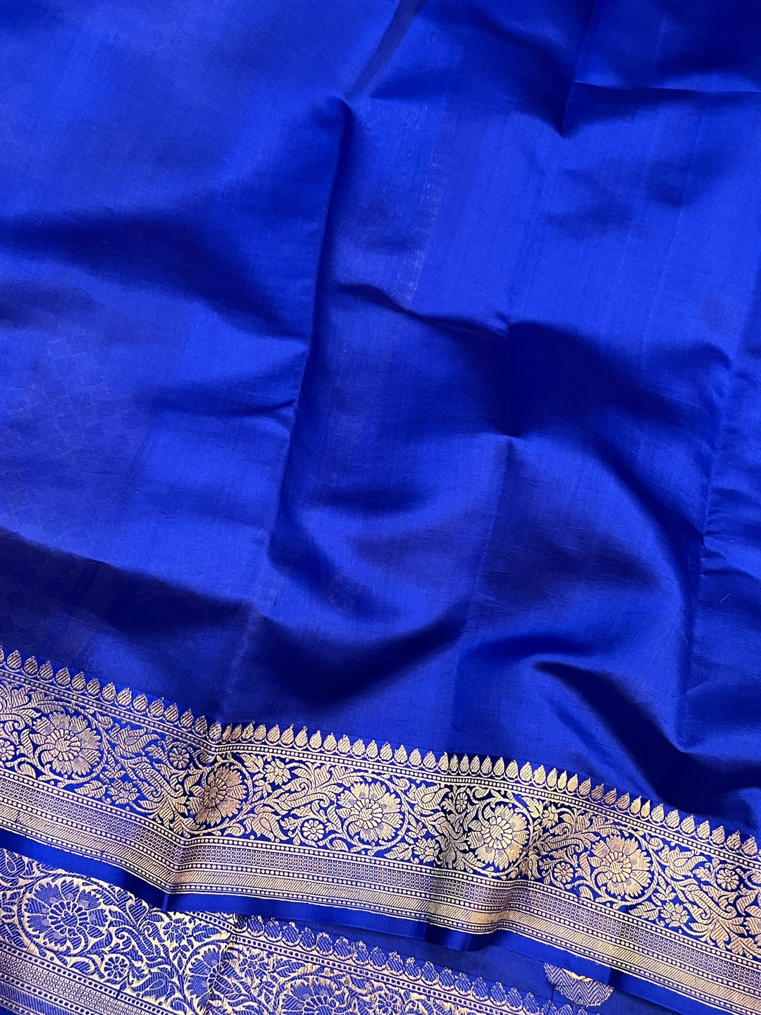 Royal Blue Pure Silk Banarasi Saree with Kadhwa Chand butis