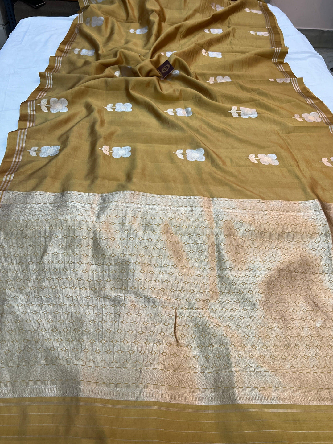 Mustard Yellow Pure Silk Handloom Banarasi Saree