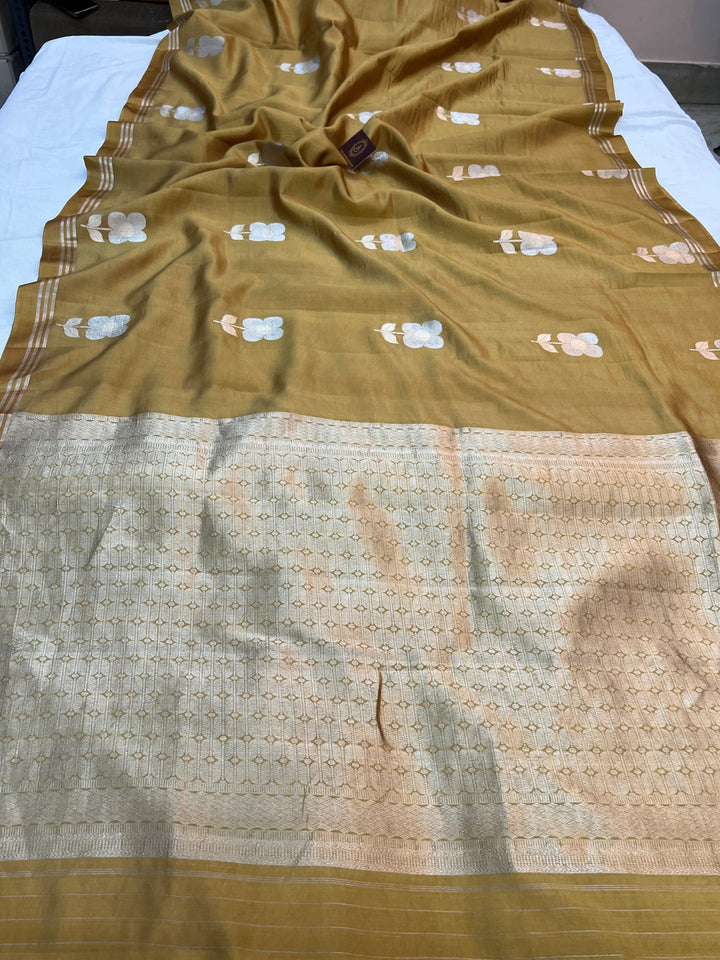 Mustard Yellow Pure Silk Handloom Banarasi Saree