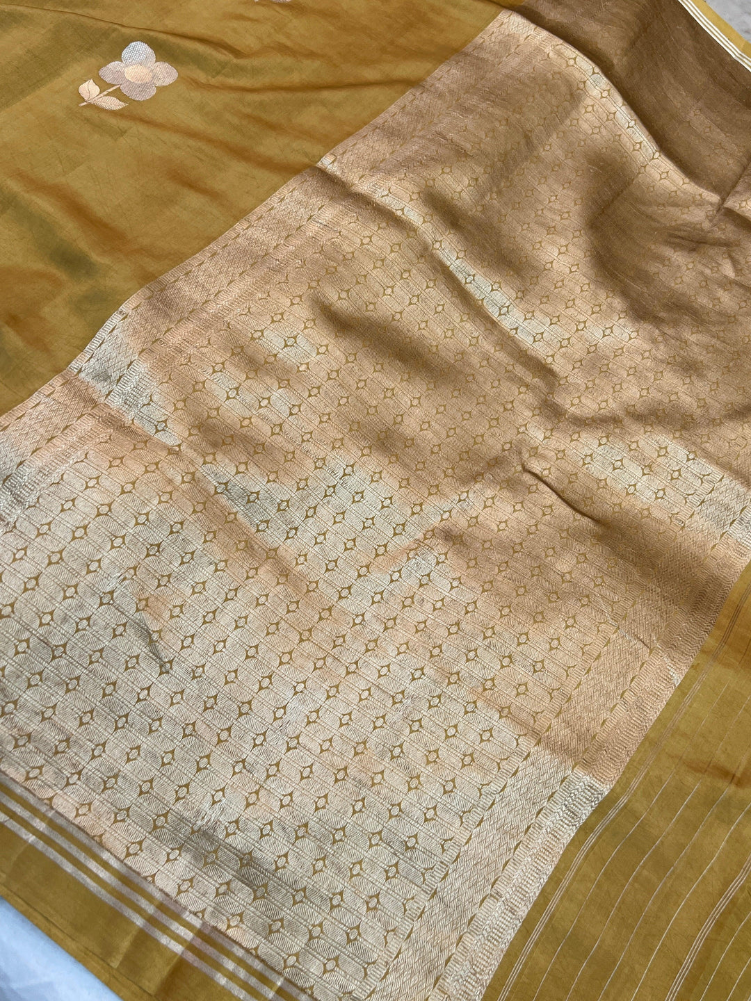 Mustard Yellow Pure Silk Handloom Banarasi Saree