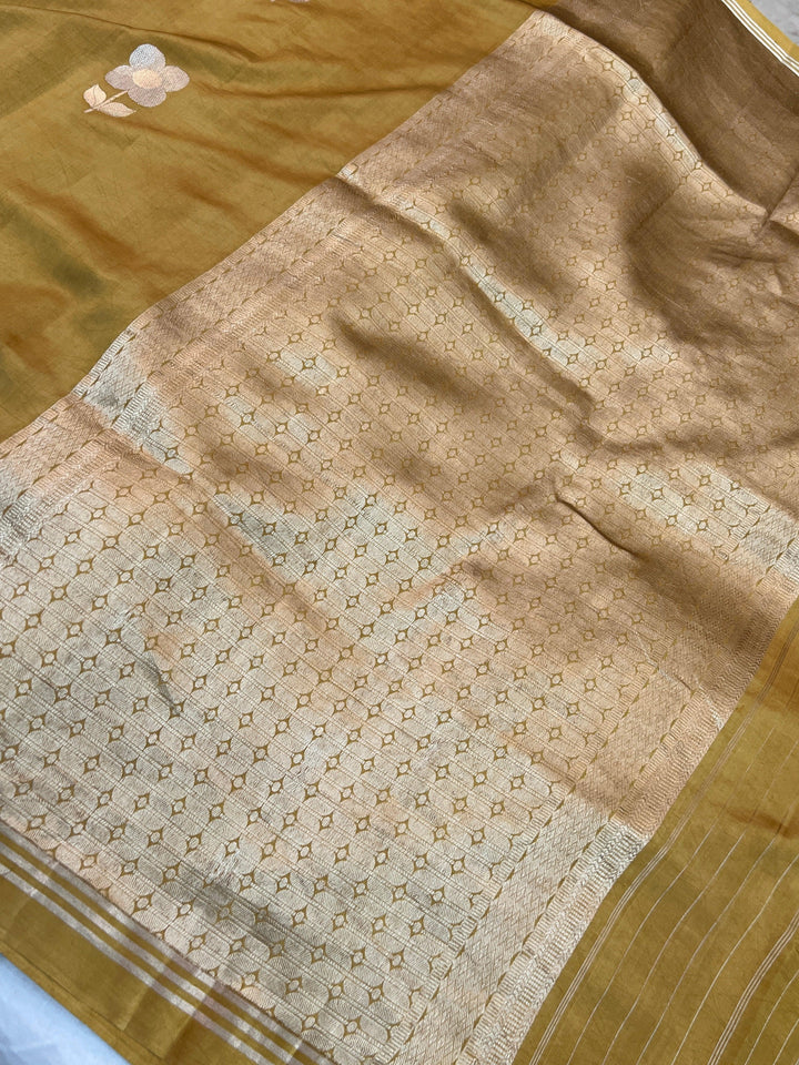 Mustard Yellow Pure Silk Handloom Banarasi Saree