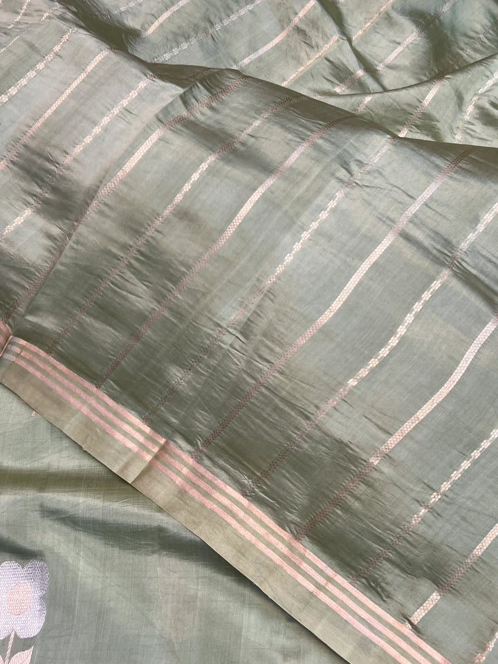 Sage Green Pure Silk Handloom Banarasi Saree