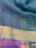 Lavender Banarasi Handloom Kora Silk Saree - Aura Benaras