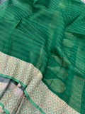 Grey Banarasi Handloom Kora Silk Saree - Aura Benaras