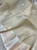 Cream Banarasi Handloom Kora Silk Saree - Aura Benaras