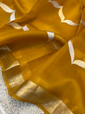 Yellow Banarasi Handloom Kora Silk Saree - Aura Benaras