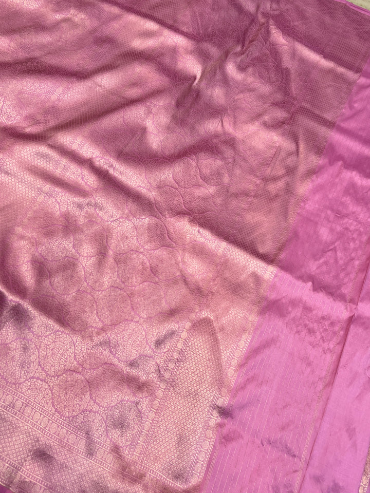 Lavender Pure Katan silk Handloom Banarasi Saree