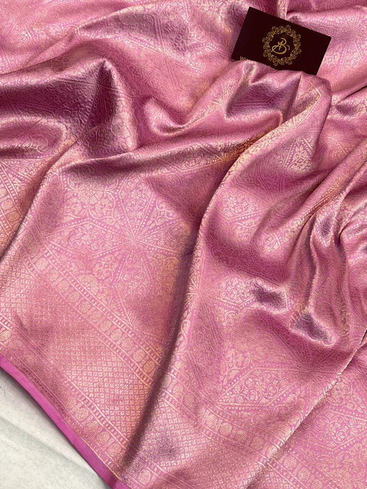 Lavender Pure Katan silk Handloom Banarasi Saree