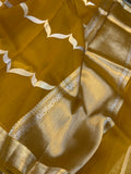 Yellow Banarasi Handloom Kora Silk Saree - Aura Benaras