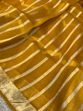 Yellow Banarasi Handloom Kora Silk Saree - Aura Benaras