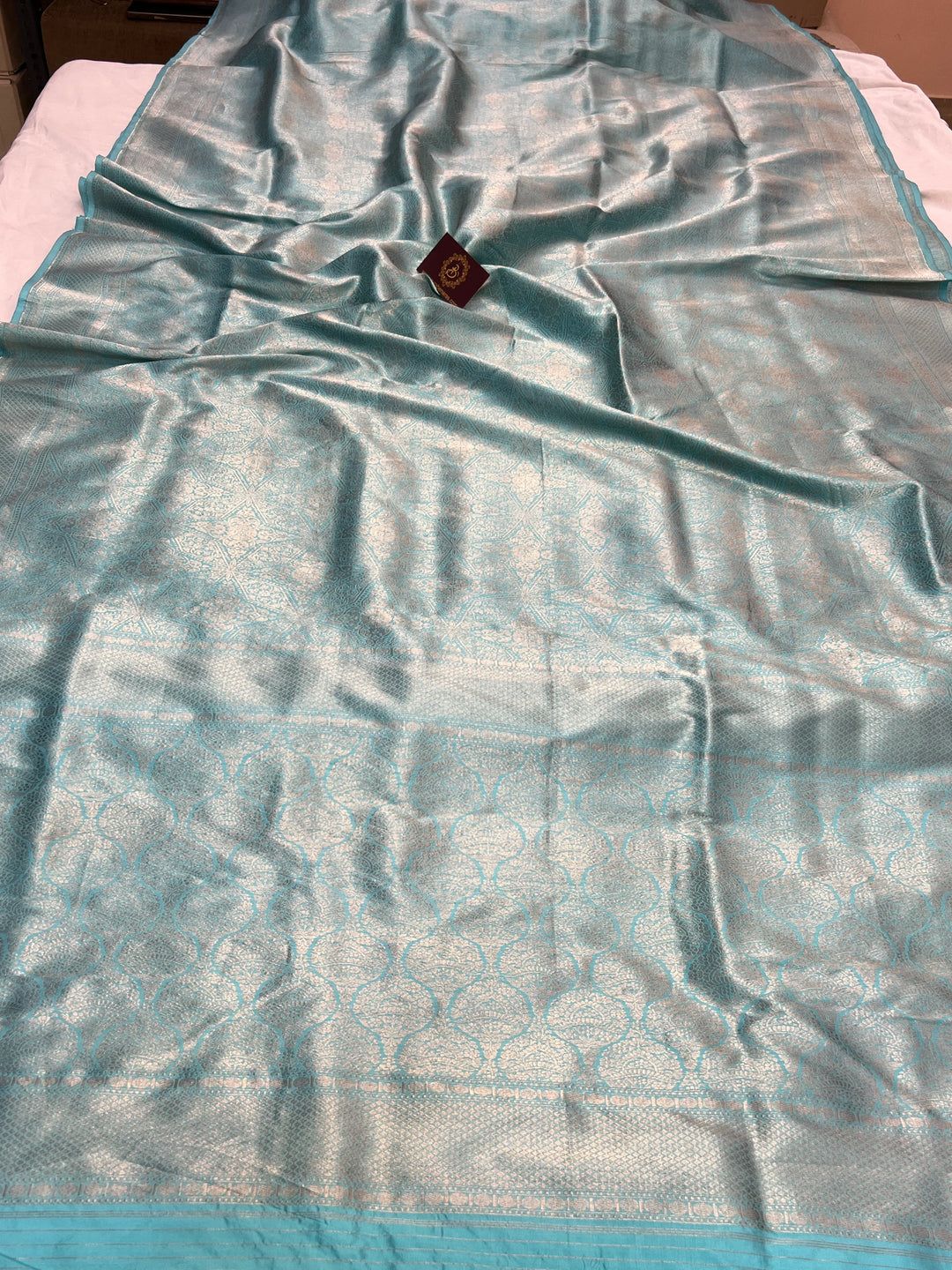 Sky Blue Pure Katan silk Handloom Banarasi Saree