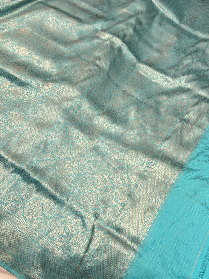 Sky Blue Pure Katan silk Handloom Banarasi Saree