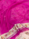 Pale Pink Rangkaat Banarasi Khaddi Georgette Saree - Aura Benaras
