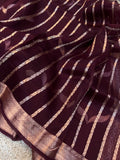 Maroon Banarasi Handloom Kora Silk Saree - Aura Benaras