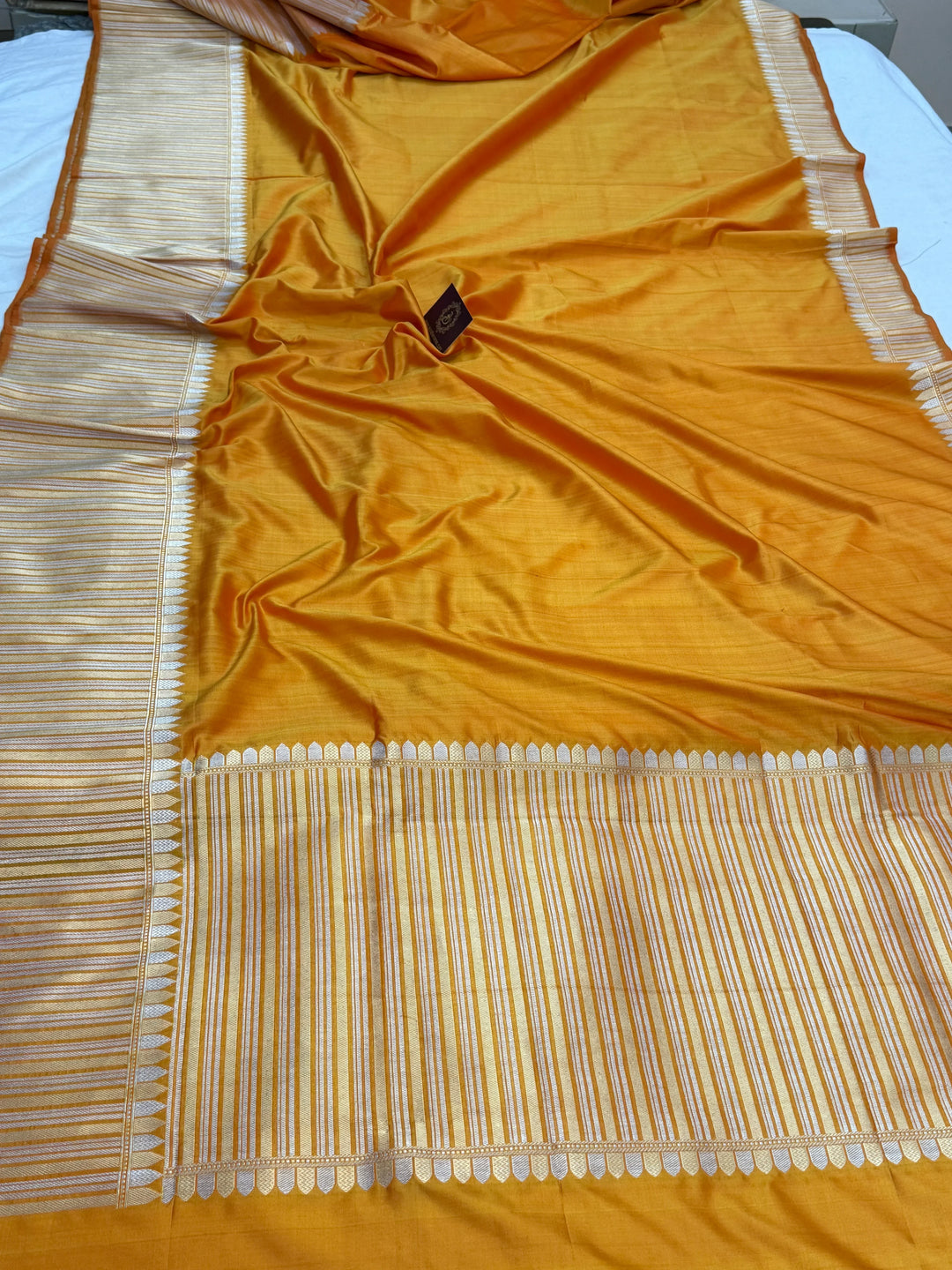 Fire Orange Pure Katan Silk Handloom Banarasi Saree