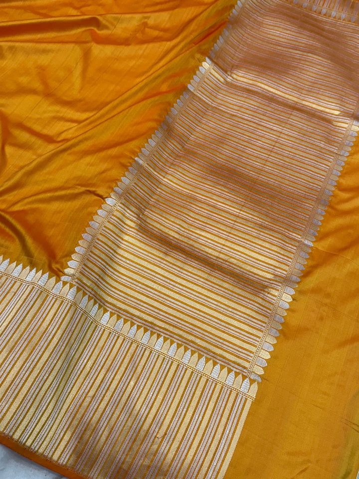 Fire Orange Pure Katan Silk Handloom Banarasi Saree