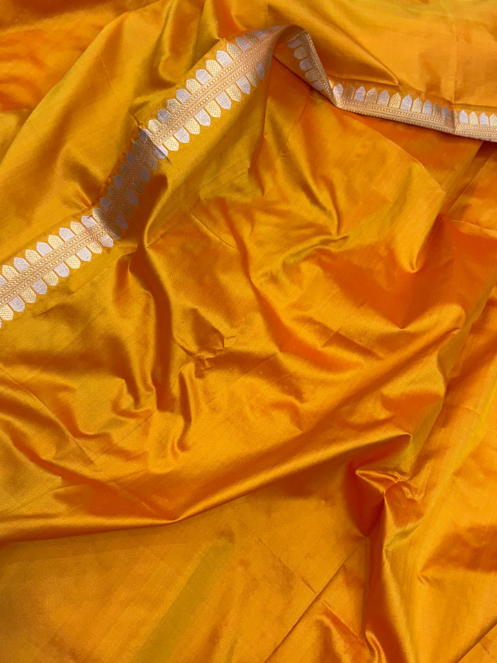Fire Orange Pure Katan Silk Handloom Banarasi Saree
