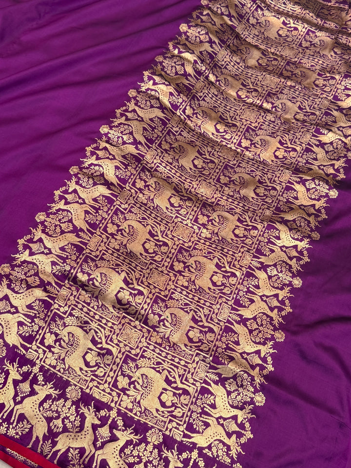 Purple Pure Katan Silk Handloom Banarasi Saree