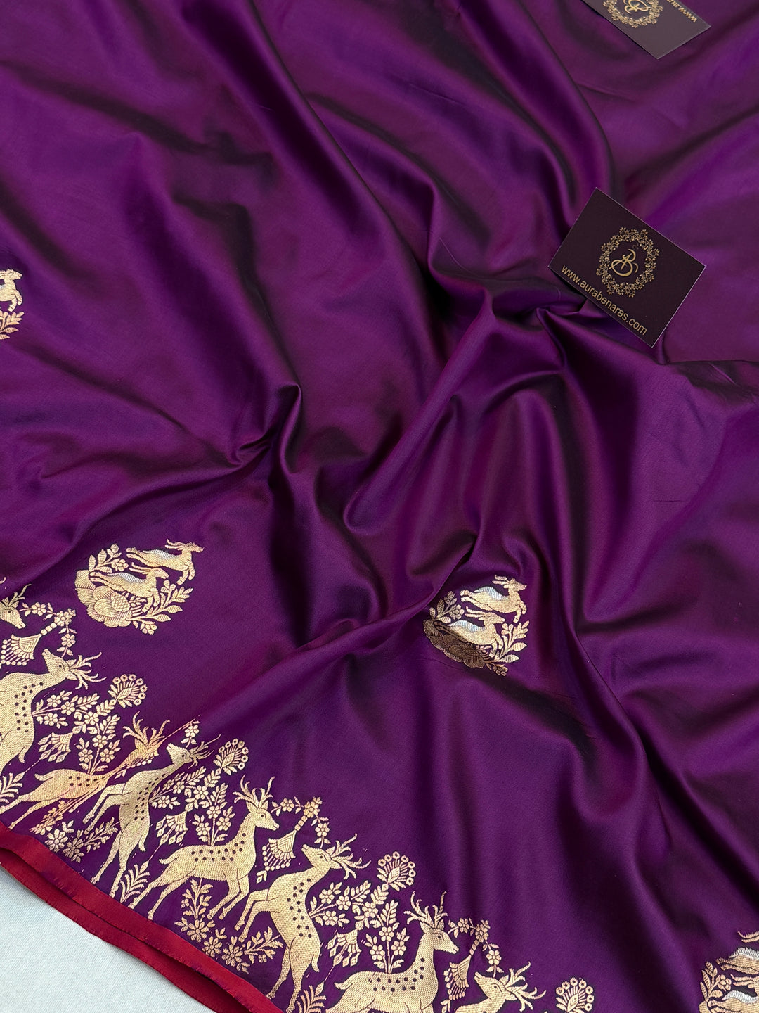 Purple Pure Katan Silk Handloom Banarasi Saree