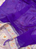 Pale Purple Rangkaat Banarasi Khaddi Georgette Saree - Aura Benaras
