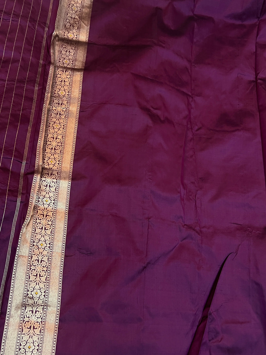 Wine Pure Katan silk Handloom Banarasi Saree