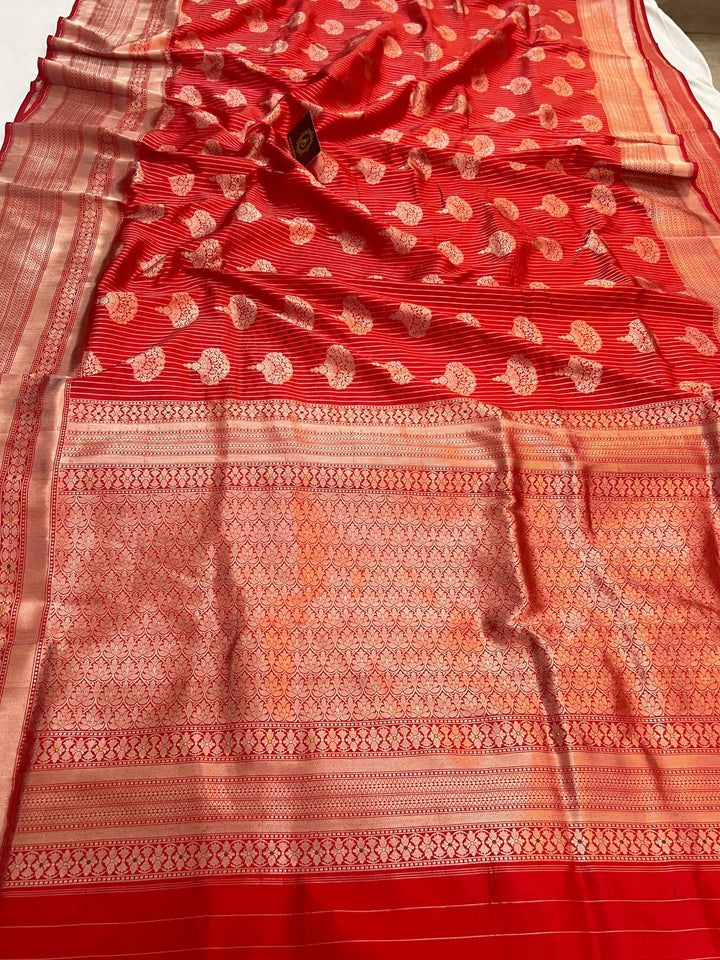 Red Pure Katan silk Handloom Banarasi Saree