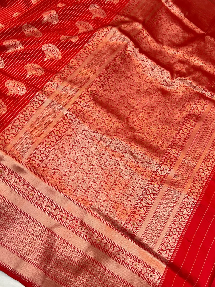 Red Pure Katan silk Handloom Banarasi Saree