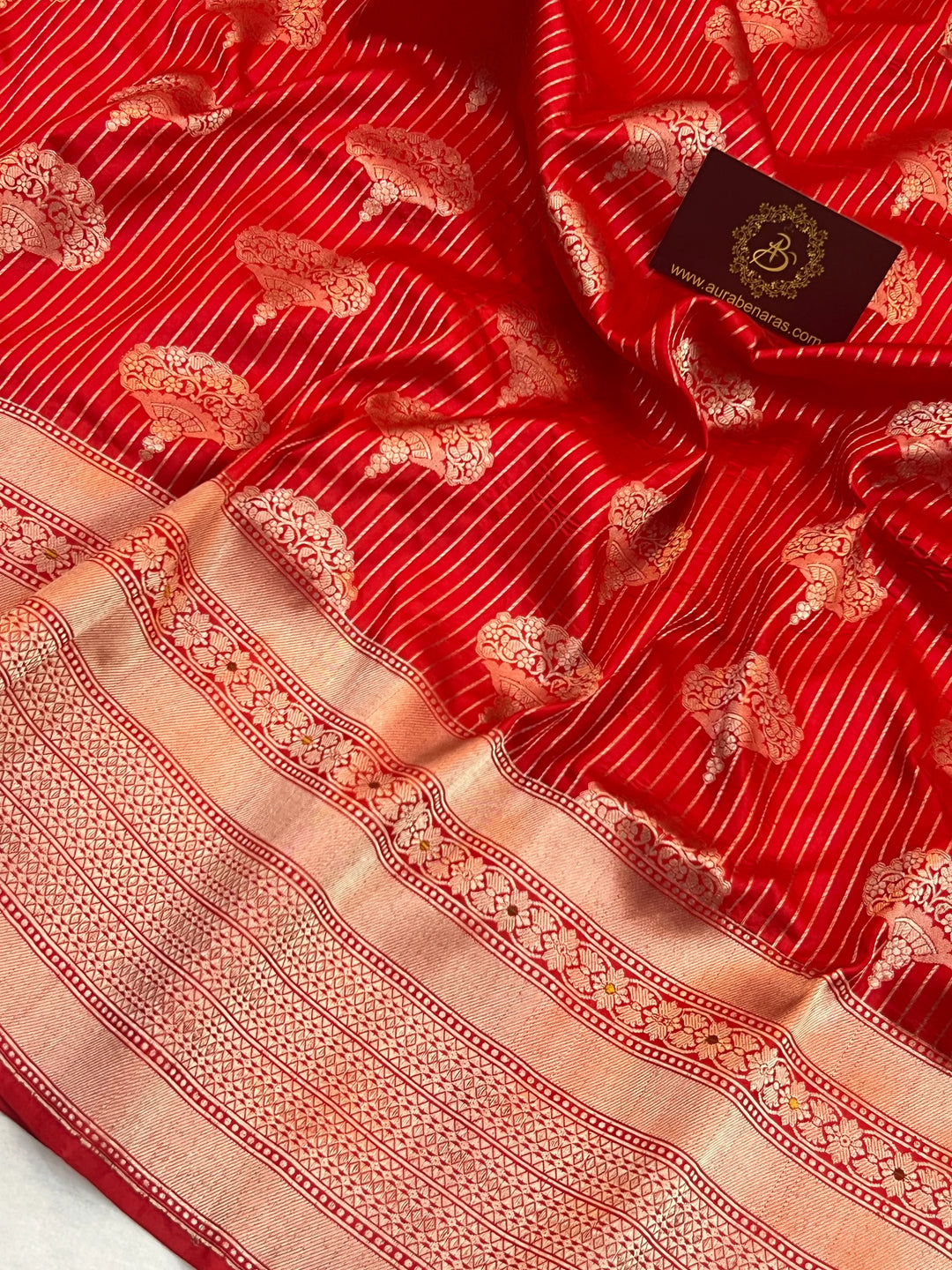 Red Pure Katan silk Handloom Banarasi Saree
