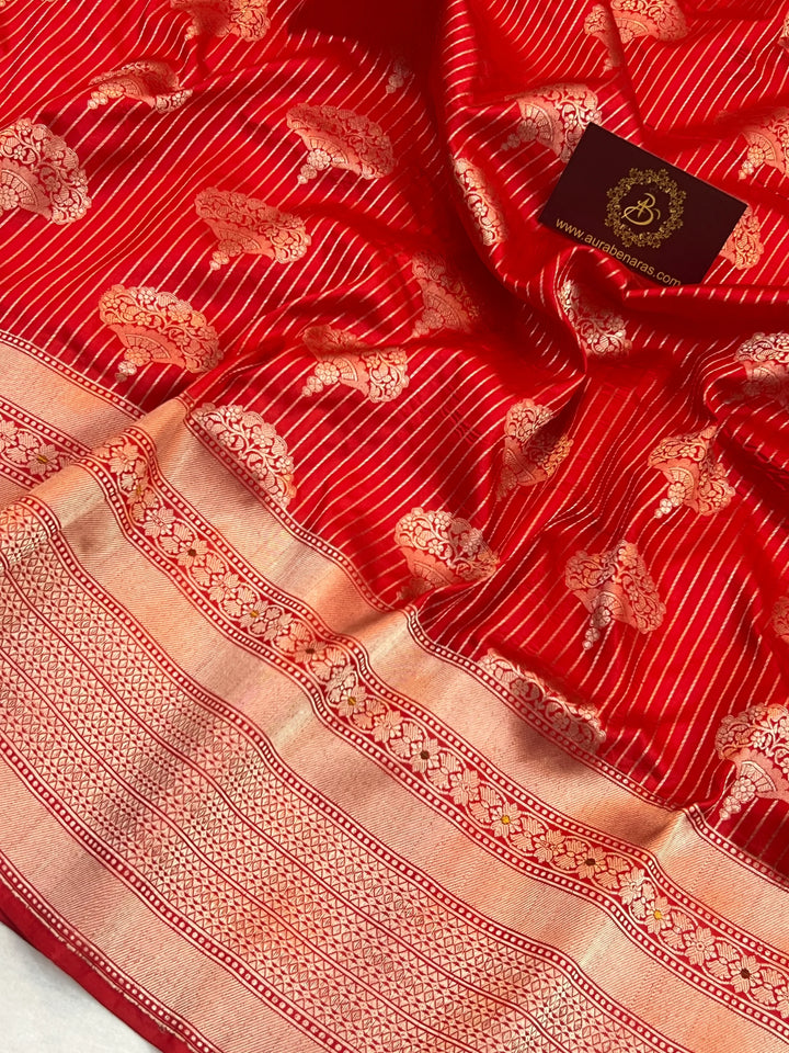 Red Pure Katan silk Handloom Banarasi Saree