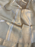 Cream Banarasi Handloom Kora Silk Saree - Aura Benaras