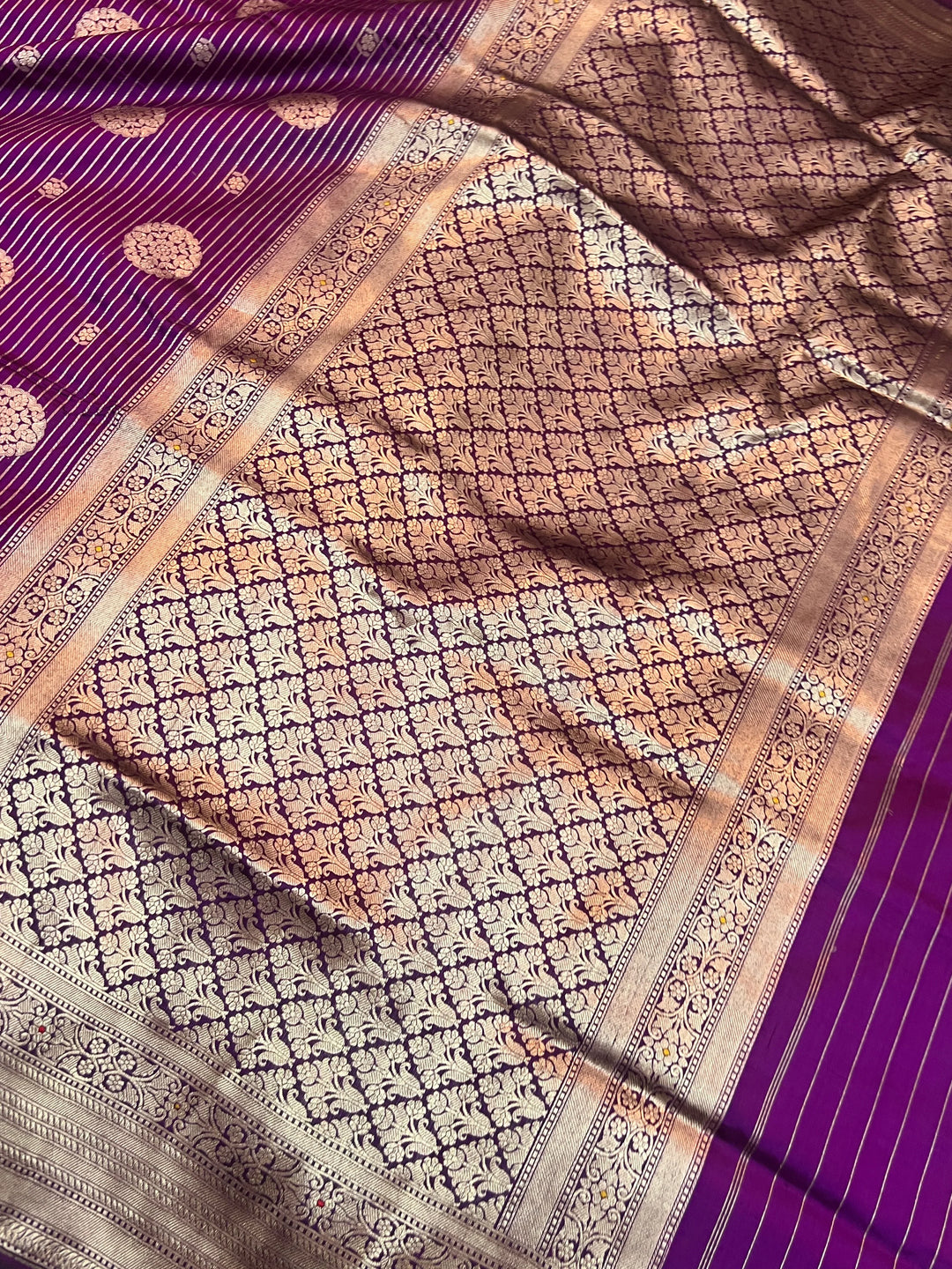 Purple Pure Katan silk Handloom Banarasi Saree