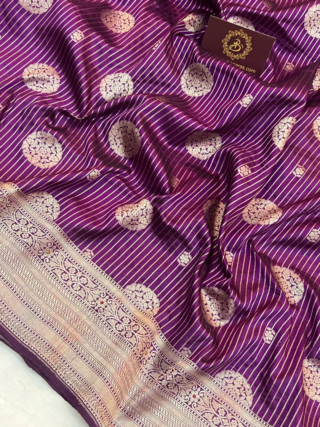 Purple Pure Katan silk Handloom Banarasi Saree