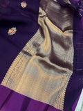 Wine Banarasi Handloom Kora Silk Saree - Aura Benaras