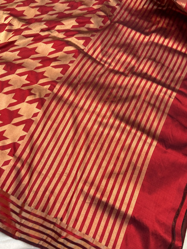 Maroon Pure Katan silk Handloom Banarasi Saree
