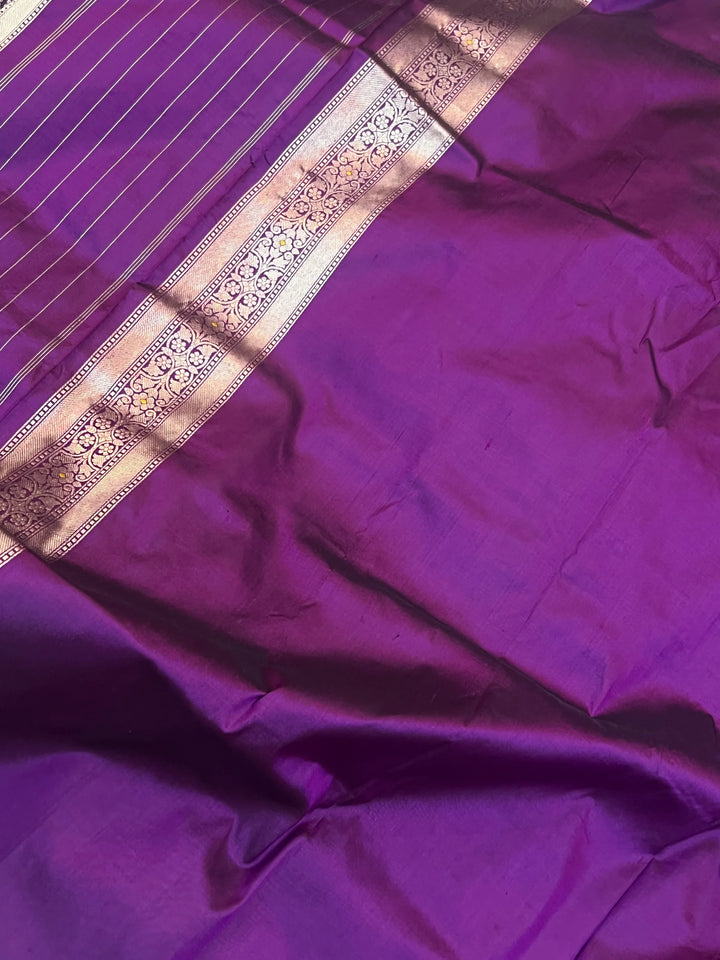 Purple Pure Katan silk Handloom Banarasi Saree