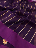 Wine Banarasi Handloom Kora Silk Saree - Aura Benaras