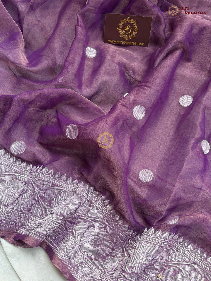 Purple Pure Chiffon Tissue Silk Banarasi Saree