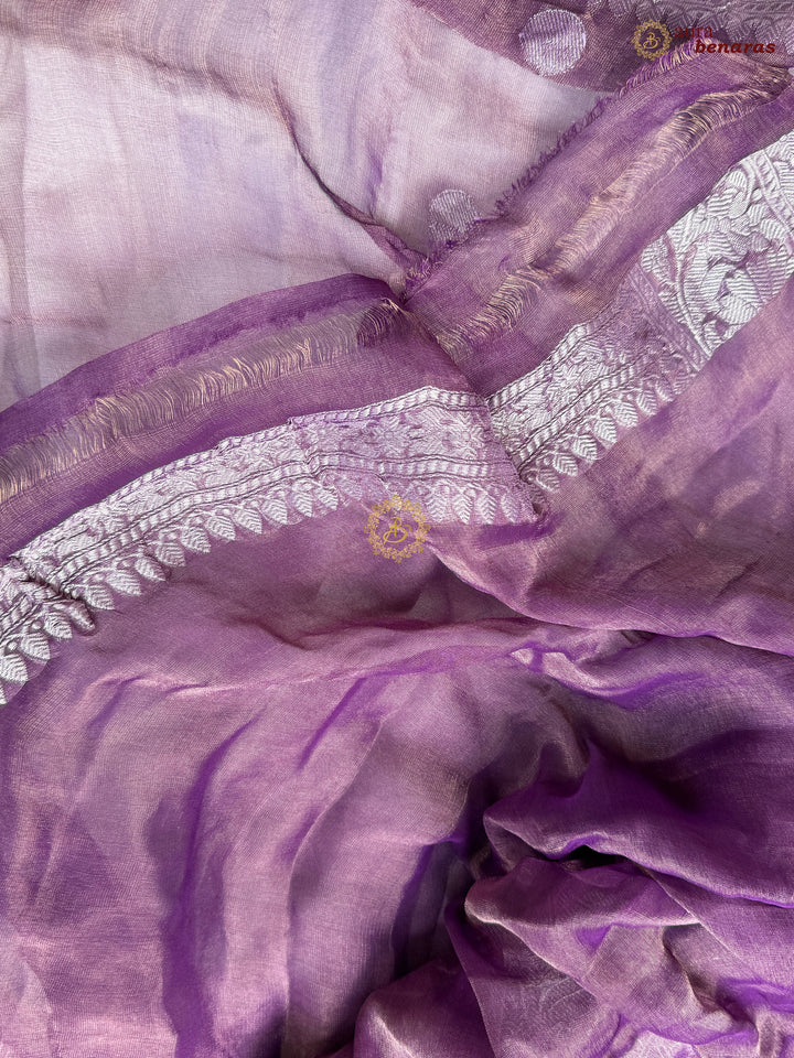 Purple Pure Chiffon Tissue Silk Banarasi Saree