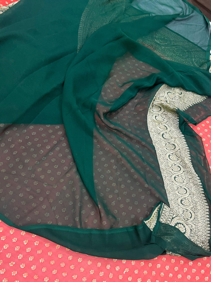 Orange Pure Banarasi Khaddi Georgette Saree - Aura Benaras